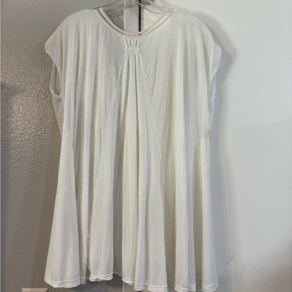 Free People Abigail Tee White Lace Oversized Loose Fit Top Lattice Boho Prarie - Picture 4 of 8